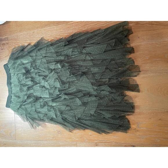 Anthropologie Dresses & Skirts - Anthropologie Olive Green Ruffled Tulle Skirt XS